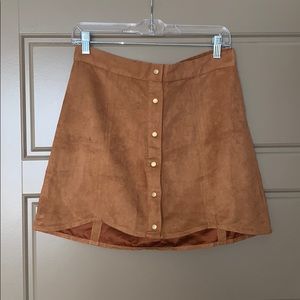 Renamed brown suede button up skirt